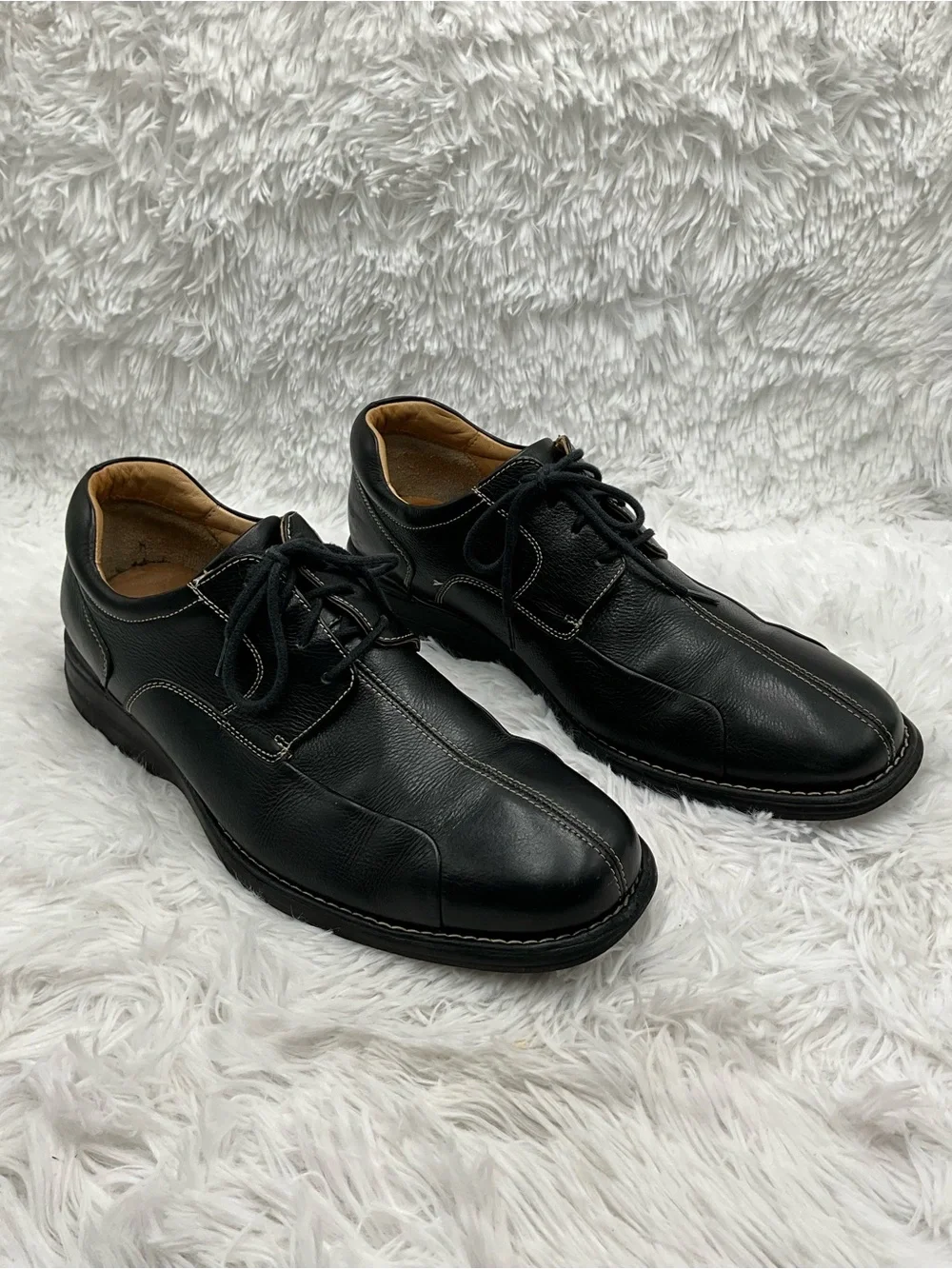 Johnston & Murphy Derby Shoes Size 11M Black Leather Split Toe